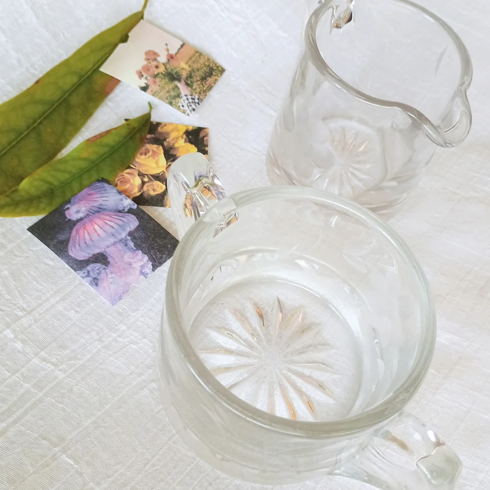 Elegant Clear Glass Creamer and Sugar Set